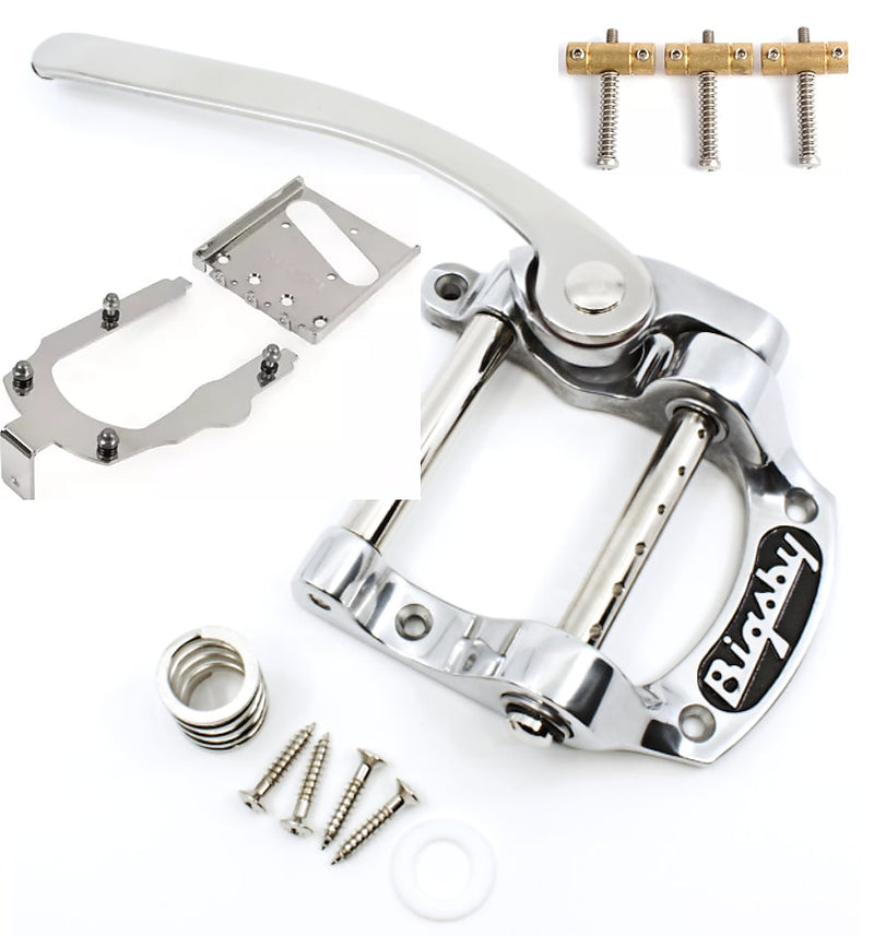 NEW String Thru Pinless Bigsby B5, Vib V5TEV, DA saddles Fits Vintage Fender Telecaster Ash Tray Bridge