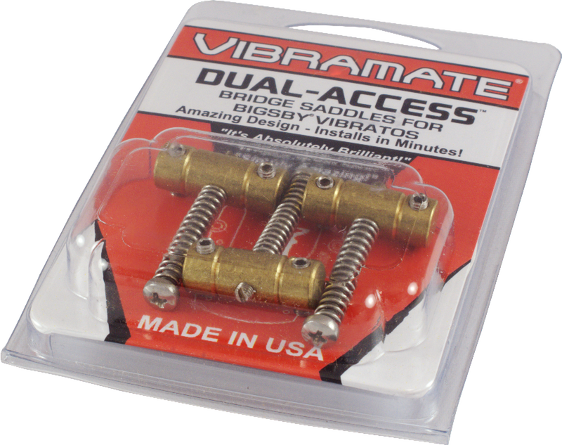 Vibramate VB-V5-TE Dual Access Bridge Saddle set in Brass